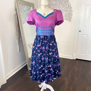 Disney Alice in Wonderland Dress by Her Universe Purple Navy Cotton Size M
